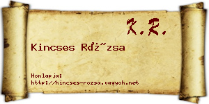 Kincses Rózsa névjegykártya