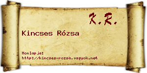 Kincses Rózsa névjegykártya